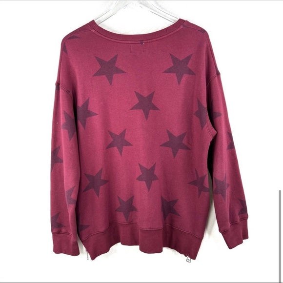 🌟HP🌟 NWOT Sundry Anthropologie Maroon Star Side Zip Sweatshirt- Size 2 - Picture 3 of 6